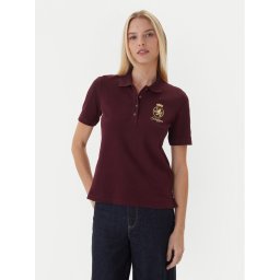 Tommy Hilfiger Тениска с яка и копчета Gold Crest WW0WW47315 Бордо Regular Fit