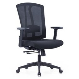 Работен стол RFG Primo W, до 120кг. дамаска/меш, пластмасова база, лумбална опора, черен