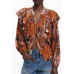 Дамска блуза с шарки Desigual, оранжева