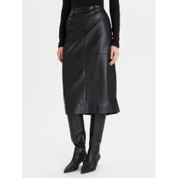 Calvin Klein Пола от имитация на кожа LV044D651G Черен Regular Fit