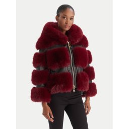 YES LONDON Кожено палто 031 Бордо Regular Fit