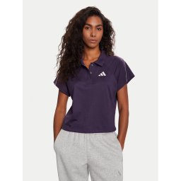 adidas Тениска с яка и копчета Stadium 3-Stripes Tennis Inspired Jacquard JY3426 Виолетов Regular Fit