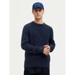 Jack & Jones Пуловер Global 12287594 Тъмносин Regular Fit