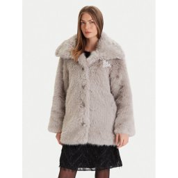 ONLY Кожено палто Ashia 15356621 Сив Regular Fit