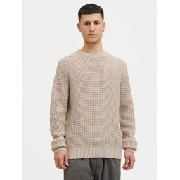 Jack & Jones Пуловер Global 12287594 Бежов Regular Fit