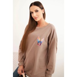 Polski Women's oversized cotton sweatshirt with colorful wings on the back fango
