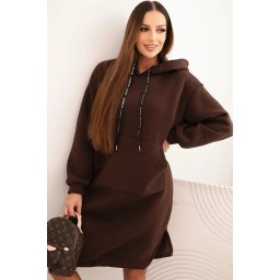 Kesi Włoski Women's cotton hoodie dress insulated brown