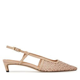 Обувки на ток Tommy Hilfiger Mono Squared Toe Kitten Slingb FW0FW08746 Бежов