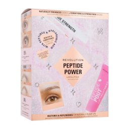 Makeup Revolution London Peptide Power Lash & Lip Duo подаръчен комплект: серум за мигли и вежди Peptide Strength Lash & Brow Serum 3 ml + балсам за устни Peptide Pout Lip Treatment 15 ml