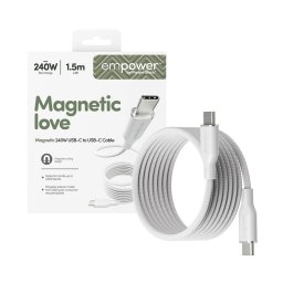 Data кабел empower by PanzerGlass Magnetic Snake USB-C to USB-C Cable 240W USB 2.0, 1,5m - Silver White