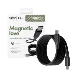Data кабел empower by PanzerGlass Magnetic Snake USB-C to USB-C Cable 240W USB 2.0, 1,5m - Space Black