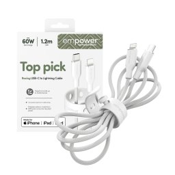 Data кабел empower by PanzerGlass Racing USB-C to Lightning Cable 60W USB 2.0, 1,2m - Silver White