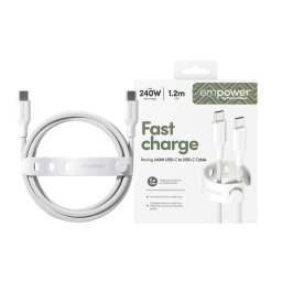 Data кабел empower by PanzerGlass Racing USB-C to USB-C Cable 240W USB 2.0, 1,2m - Silver White
