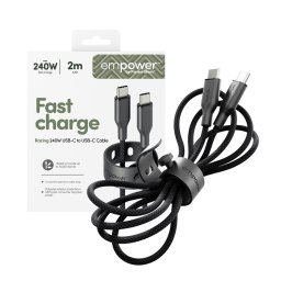 Data кабел empower by PanzerGlass Racing USB-C to USB-C Cable 240W USB 2.0, 2m - Space Black