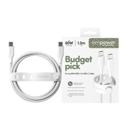 Data кабел empower by PanzerGlass Racing USB-C to USB-C Cable 60W USB 2.0, 1,2m - Silver White