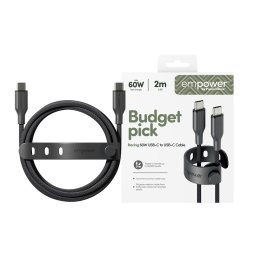 Data кабел empower by PanzerGlass Racing USB-C to USB-C Cable 60W USB 2.0, 2m - Space Black