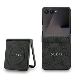 Гръб Guess PU Leather 4G Colored Ring Magnetic Case за Samsung Galaxy Z Flip 7 - Черен