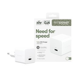 Зарядно 220V empower by PanzerGlass Grand Prix Turbo Charger Single USB-C 30W EU Plug - Silver White