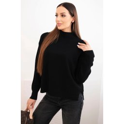 Kesi Włoski Women's loose-fitting viscose sweater with a mock turtleneck black