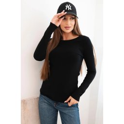 Kesi Włoski Women's viscose sweater with a round neckline and fitted style black