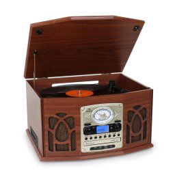 Auna NR-620 ретро стерео система с грамофон CD/MP3 дърво (MG-NR-620 WO)
