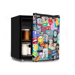 Klarstein Cool Vibe 46+, хладилник, 46 л, 1 рафт, стил Stickerbomb (HEA14-CoolVobe-46L)