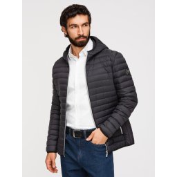 Ombre Ultralight men's natural down jacket with stowable pouch - black