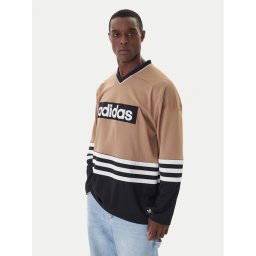adidas Тениска с дълъг ръкав JY0251 Бежов Loose Fit