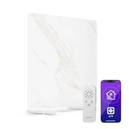 Klarstein Инфрачервен панел MarmoHeat | 420 W | 6 - 12 m² | мраморен дизайн | 70 см x 63 см (Klr-MarmoHeat420Wht)