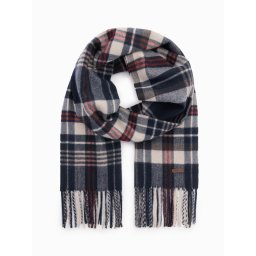 Ombre Men's Scottish check fringed scarf - navy blue and cream