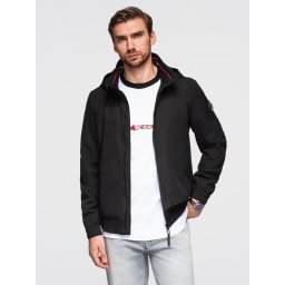 Ombre Men's jacket with hood and high collar - black