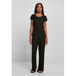 Women's jumpsuit with wide legs in black color
