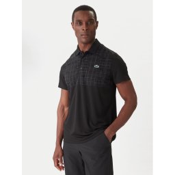 Lacoste Тениска с яка и копчета DH4777 Черен Regular Fit
