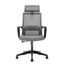 Директорски стол RFG Smart HB, дамаска и меш, тъмно сива седалка, сива облегалка