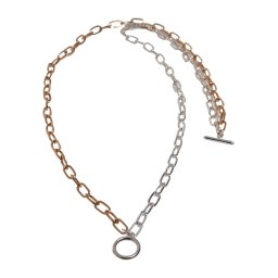 Two-tone layered necklace - gold and silver colors