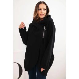 Kesi Włoski Women's insulated hoodie with an asymmetrical zipper black