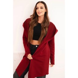 Kesi Women's cotton hoodie with an elongated front burgundy