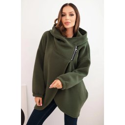Kesi Włoski Women's insulated hoodie with an asymmetric zipper khaki