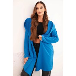 Kesi Women's cotton hoodie with an elongated front cornflower blue