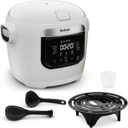 Мултикукър Tefal Multicook Basic MY700B30, 700W, 6 л, 10 автоматични програми, Голям капацитет, Незалепващ съд, Включени аксесоари, Бял/Черен