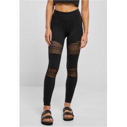 Women's leggings with crocheted lace black