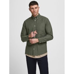 Jack & Jones Риза 12182486 Зелен Slim Fit