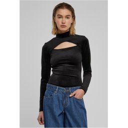 Women's velvet turtleneck in black
