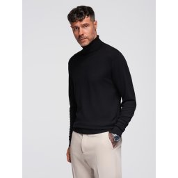 Ombre Men's knitted fitted turtleneck with viscose - black
