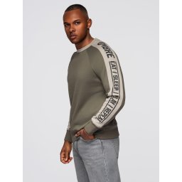 Ombre Men's sweatshirt with contrasting stripes and raglan sleeves - olive