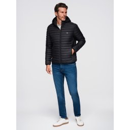 Ombre Classic men's quilted jacket with pouch option - black