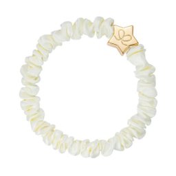 By Eloise London Skinny Silk Scrunchie Gold Star стилен ластик за коса и гривна в едно цвят бял