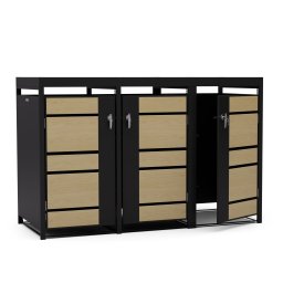 Blumfeldt BinSafe, контейнер за отпадъци, 3 кофи за отпадъци, 240 л, заключващо се, поцинкована стомана, устойчива на атмосферни влияния, (KG29-3door-mb-pl)