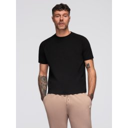 Ombre Men's COMFORT FIT T-shirt with raglan sleeves - black