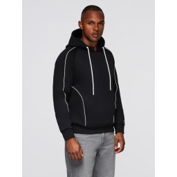 Ombre Men's sweatshirt with contrast stitching and hood - black